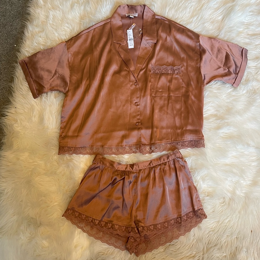 Nordstrom Top Shop Silk Pajama set - BRAND NEW TAGS ON!